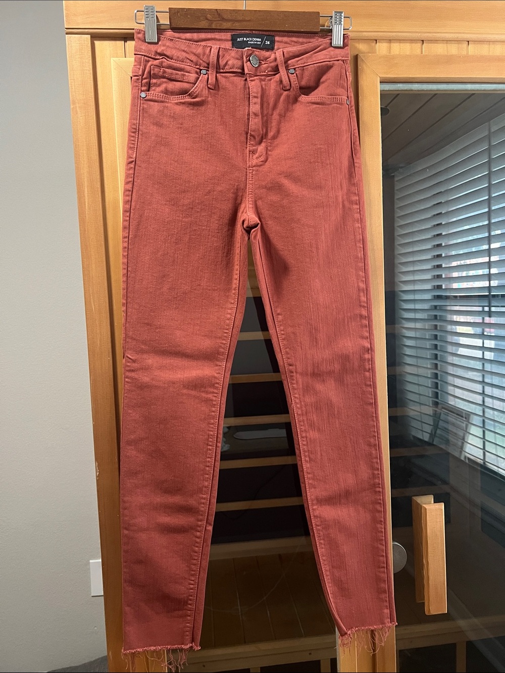 Just Black Denim High-Rise Skinny Jeans in Terracotta Rust NEW